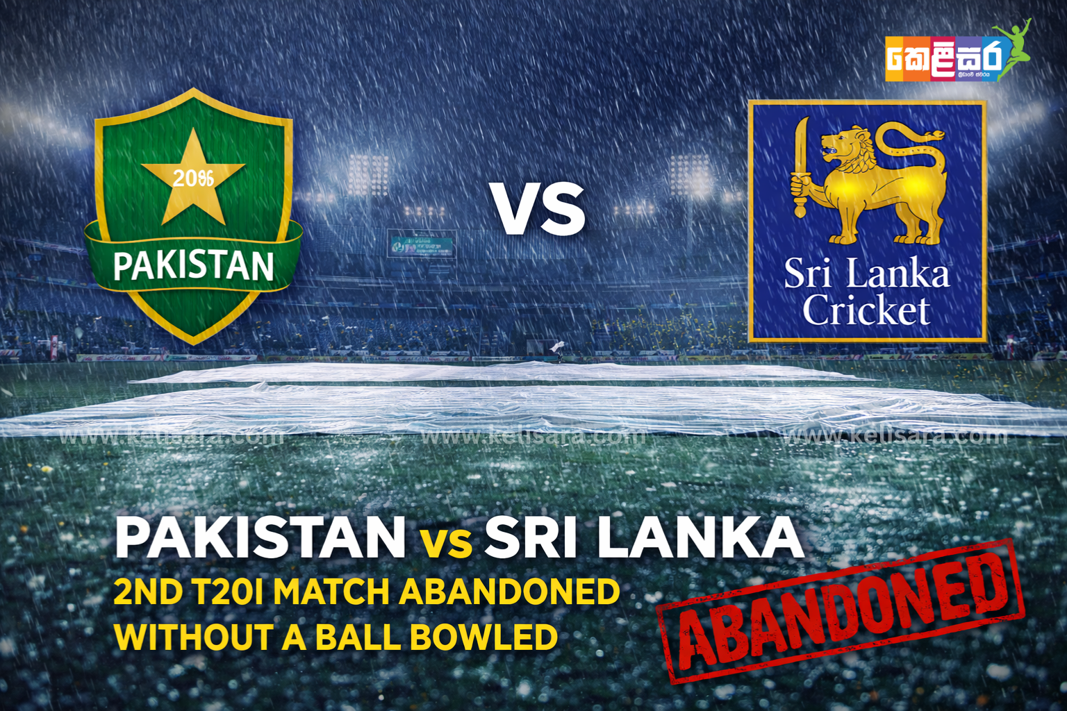 Pakistan vs Sri Lanka 2nd T20I Abandoned Without a Ball Bowled