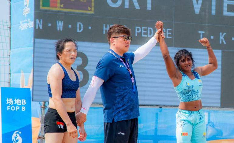 Nipuni Wasana Wins Gold in Women’s 50kg Beach Wrestling at 6th Asian Beach Games